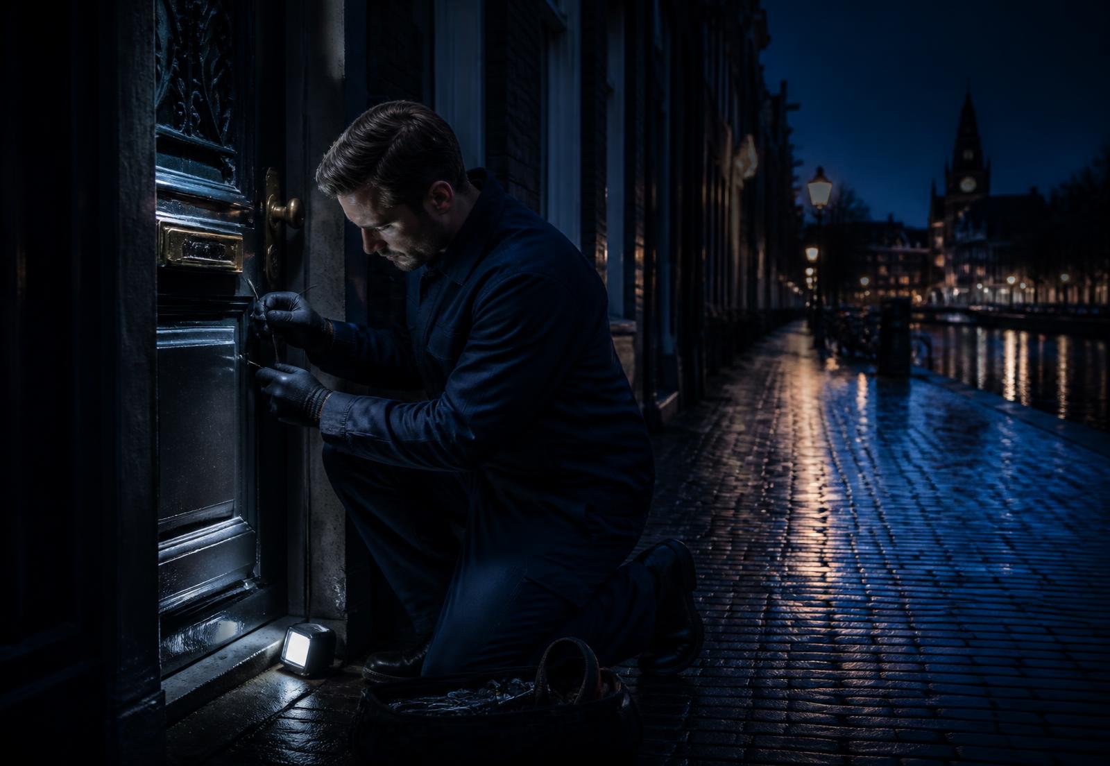 Slotenmaker opent 's nachts een voordeur in Amsterdam